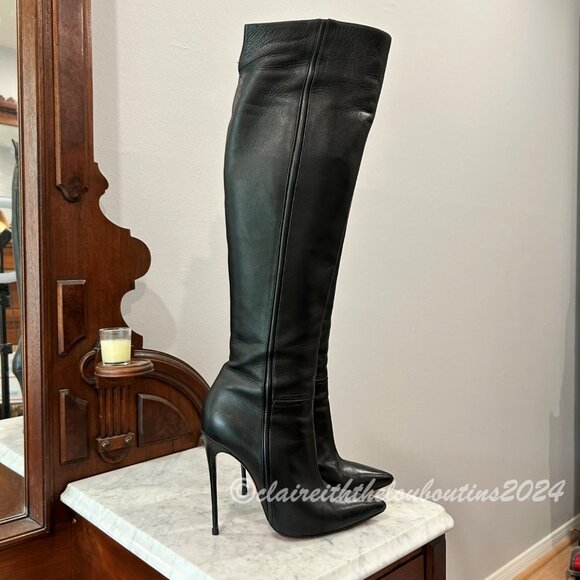 Christian Louboutin Armurabotta 120 Black Napa Over Knee Boots size 39 - Picture 2 of 8